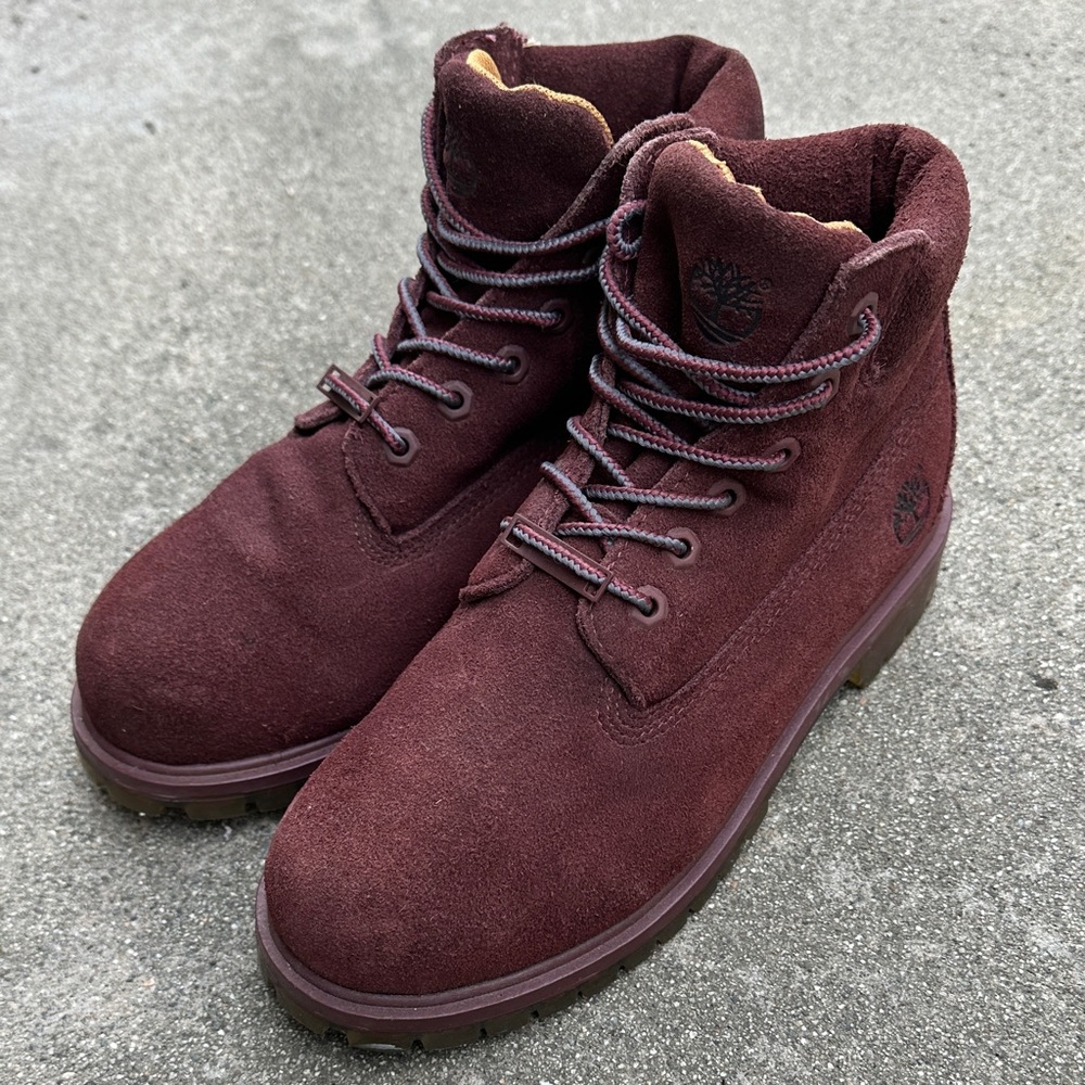 TIMBERLAND Waterproof | Burgandy Kids Size 3 Lace Up Winter All Season Boots